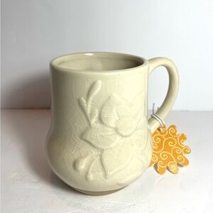 NWT Seeds & Sunshine Floral Embossed Cream Color Ceramic Mug